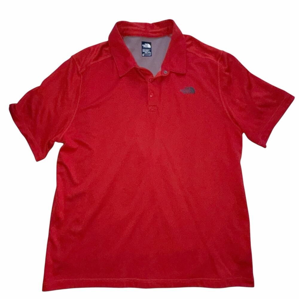 The North Face Shirt Mens 2XL Chili Red Golf Polo Snap Wicking Breathable